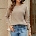 thumbnail image 5 of VISALY Pullover Crewneck Sweatshirt Crochet Sweaters Casual Long Sleeve Pullover Sweaters O Neck Oversized Ribbed Knit Fall Winter Sweater Loose Fit Hoodie Baggy Sweaters Tunic Sweater Khaki S, 5 of 8