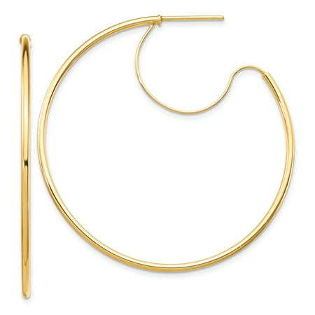Primal Gold 14 Karat Yellow Gold 1.5x45mm Polished with Polished wire Hoop Earrings