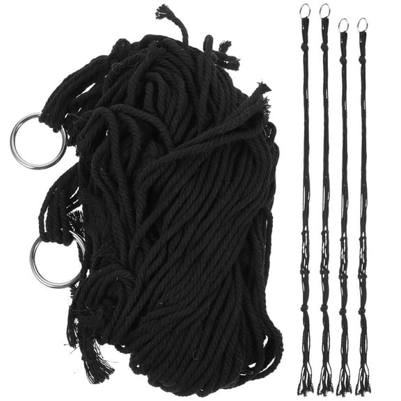 SWETRACE 6Pcs Macrame Plant Hanger Black Rope Woven Style Flowerpot Holders 12 5in