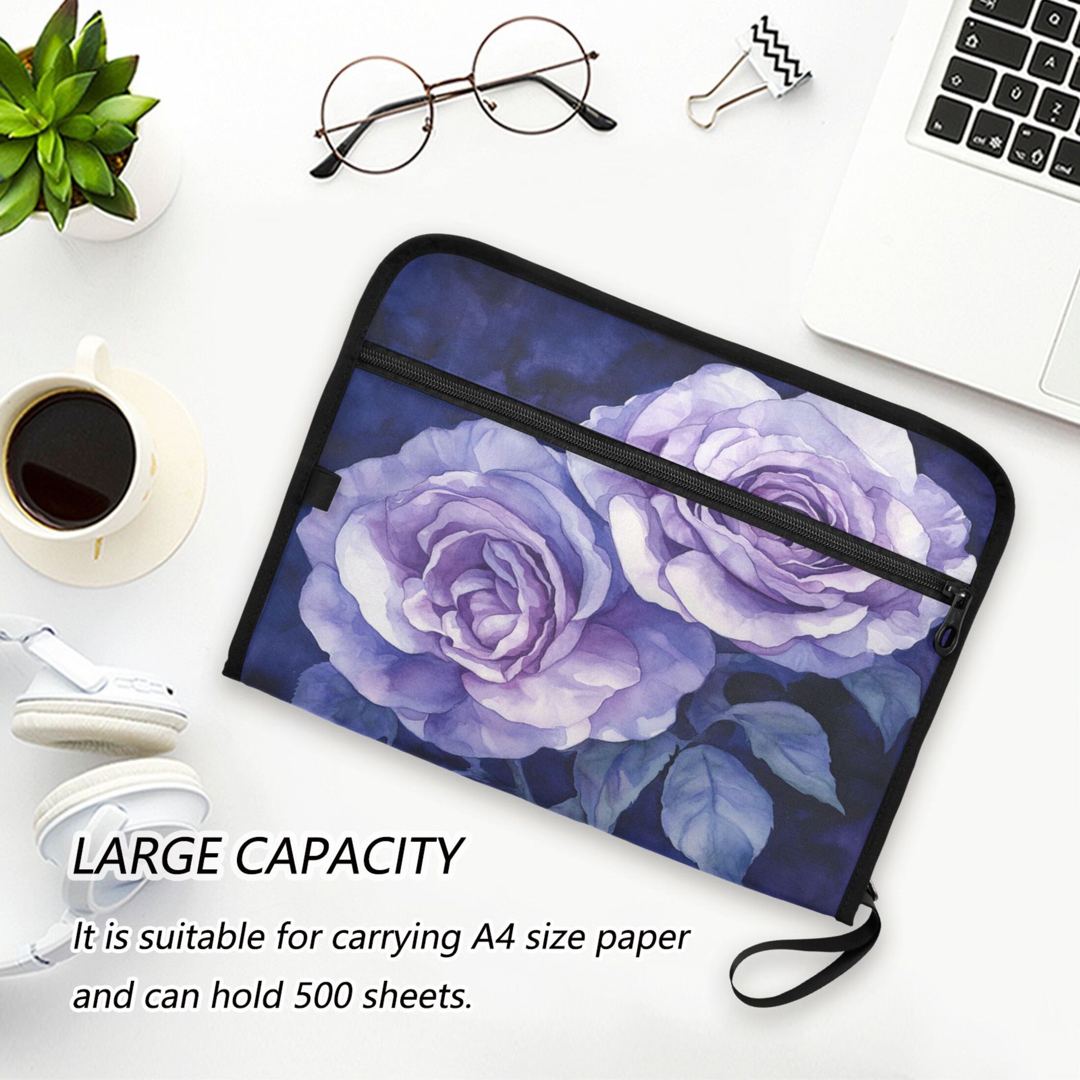 WOBOGO Lilac Rose Expanding File Folder Letter Size Accordion Filing Organizer 13 Pocket Separate Organ Pocket