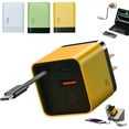 thumbnail image 1 of 3 in 1 Charger, Scalable 80w Max Fast Charger Module, Charger Retractable Wall Plug with Type-C Cable and 2 USB Ports for Phones, Tablets (Yellow), 1 of 6