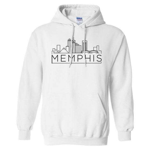 Skyline Memphis Tennessee Hoodie Sweatshirt Unisex Large White