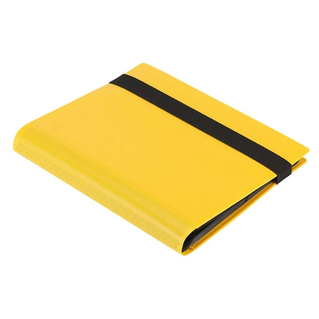 ZheElen Trading Cards Album Binder Band Closure 20 Case Portable Storage light blue Card Sheets yellow 21x17.5cm
