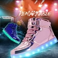 thumbnail image 5 of FINALGANG Boy Girl Lovely Sneakers Solid Color Hook And Loop Leather Shoes Led Light Up Lace Up Trainer With Easy-Clean Modern Design, 5 of 8