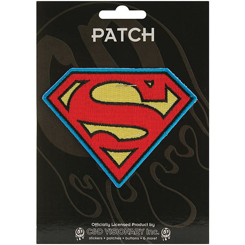3" x 4" Small Embroidered White & Black Superman 'S'  Logo Iron-on Patch 