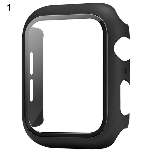 Flmtop 1 Pce Protecteur d'Écran de Montre avec Protection Globale à 360° Anti-Rayures Étuis de Montre Intelligente PC Verre Trempé Protecteur d'Écran de Montre Housse de Protection Confortable Compatible avec Apple Watch 6/Se