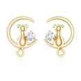 thumbnail image 3 of Rosec Jewels Cat on Moon Stud Earrings with Diamond for Women (HI-SI Quality) - with Screw Back - Ready to Gift, 10K Yellow Gold, 3 of 7