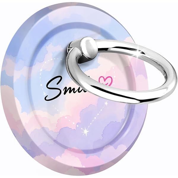 wonima11 Magnetic Phone Ring Stand Holder Compatible with MagSafe,360°Rotation Magnet Ring Grip,Cute Accessories for Smartphone and Tablet,Purple Smile Love