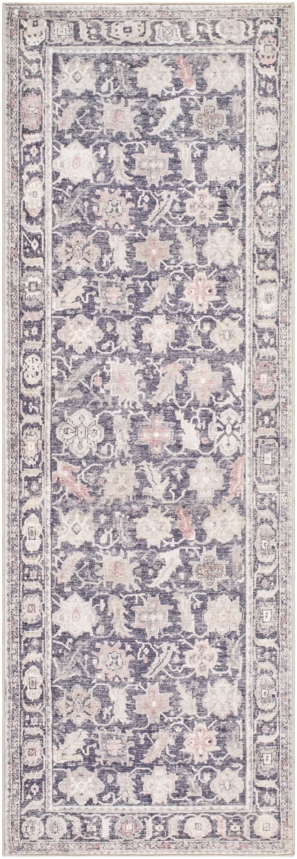 My Texas House Washable Lennon Brown 2'6" x 7' Washable Runner Rug