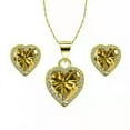 thumbnail image 2 of 24k Yellow Gold 1 Ct Heart Plated Citrine Full Set Necklace by Paris Jewelry, 2 of 5