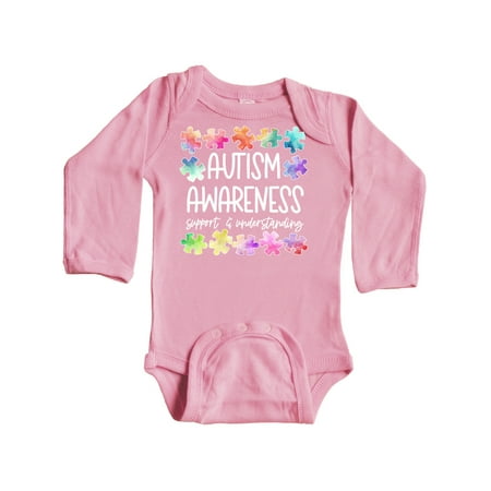 

Inktastic Autism Awareness Support and Understanding Puzzle Pieces Gift Baby Boy or Baby Girl Long Sleeve Bodysuit