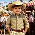 thumbnail image 2 of SGMVNU Boys' Western Cowboys Shirts Long Sleeve Button Down Dress Shirt Kids Retro Tops Halloween Top, Size 4-5 Years, Khaki, 2 of 4