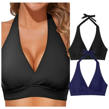 adviicd Women Twist Front Underwire Bikini Top Push Up Lace Up Swimsuit Tops Bra Padded Bathing Suit Tops Tankini Tops for Women (Black L)