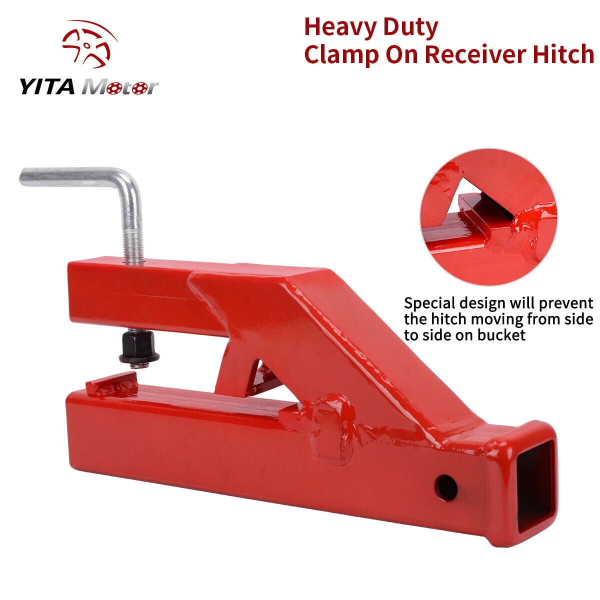 RVNI Receiver Hitch 2" Clamp On Trailer Tractor Bucket Mount Tow Adapter for Deere Bobcat