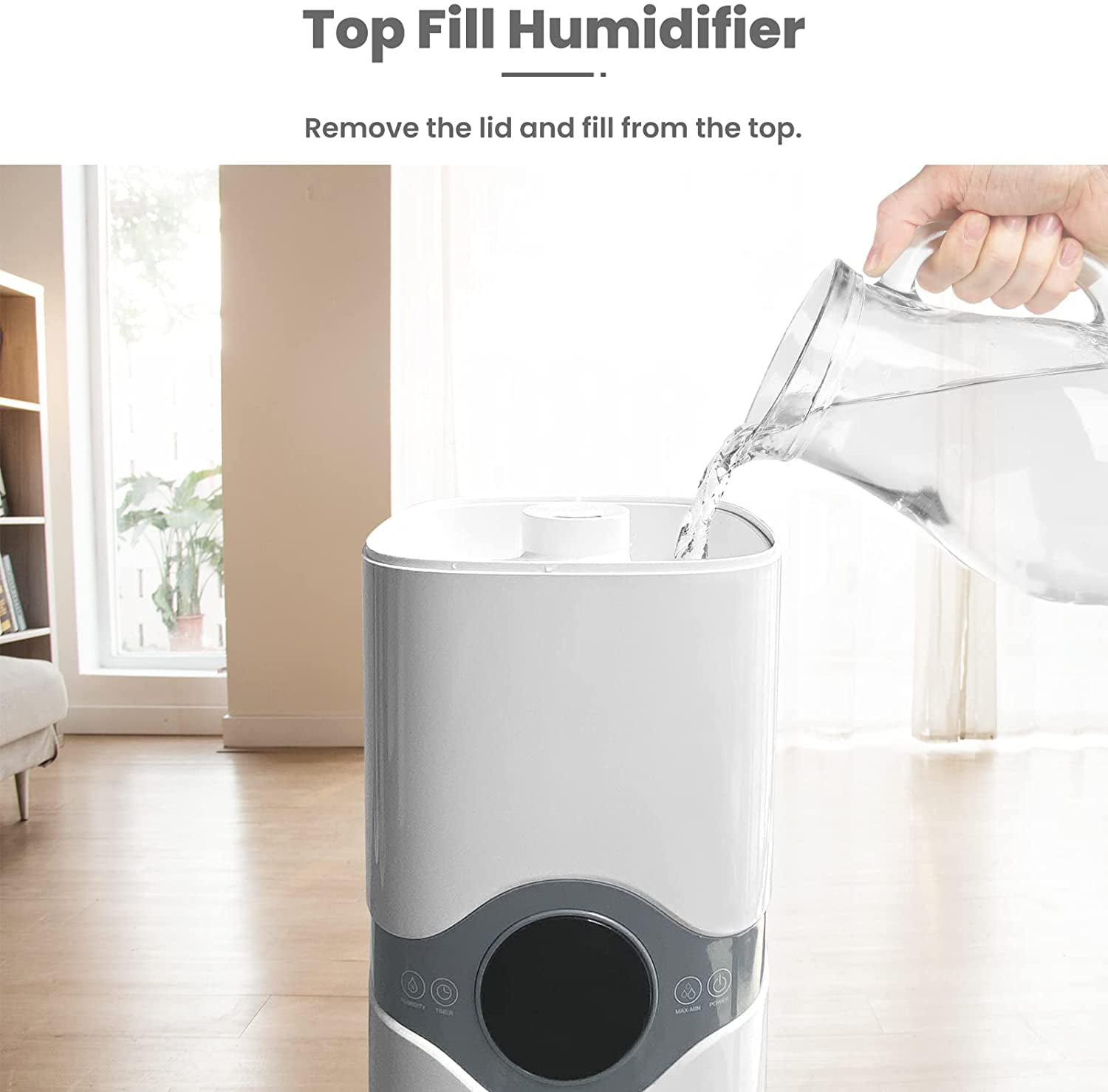 300ML/H Max Mist Output Top Fill Humidifiers with Humidistat Ultrasonic Humidifiers for Home 9L/2.3Gal Large Room Quiet Cool Mist Humidifiers of Large Capacity for 36H Humidifying