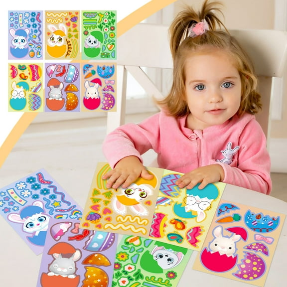 Iumwxz easter bunny 6 Sheets Of Paper About Easter Day Stickers For Doodles Cute Decals For Kids Adults Funny Laptop Stickers For Skateboards Water Bottles Car Scrapbooking Multicolor Paper