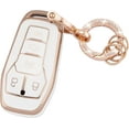 thumbnail image 1 of HAHDAXIA for Ford Keychain Bling Gold White Key Fob Cover Soft TPU Full Protection Smart Key Fob Case Fit for Ford F150 Explorer Mustang Edge Lincoln 5 Buttons Remote Smart Key Protector (R-F, 1 of 6