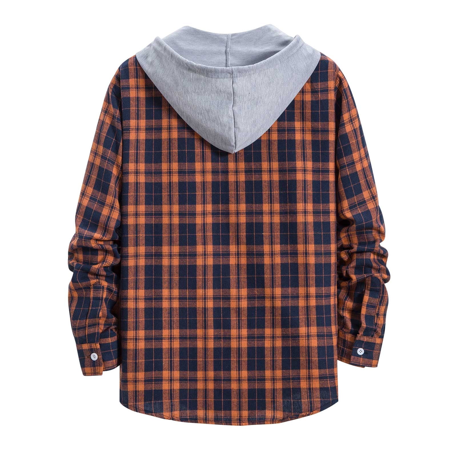 Mens Cotton Plaid Button Up Long Sleeve Casual Drawstring Hooded Shirts  Your friend shared a fashion website for you …