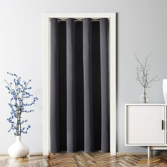 Cortinas opacas para puerta ChrisDowa, color gris oscuro, 86 x 203 cm, 1 panel