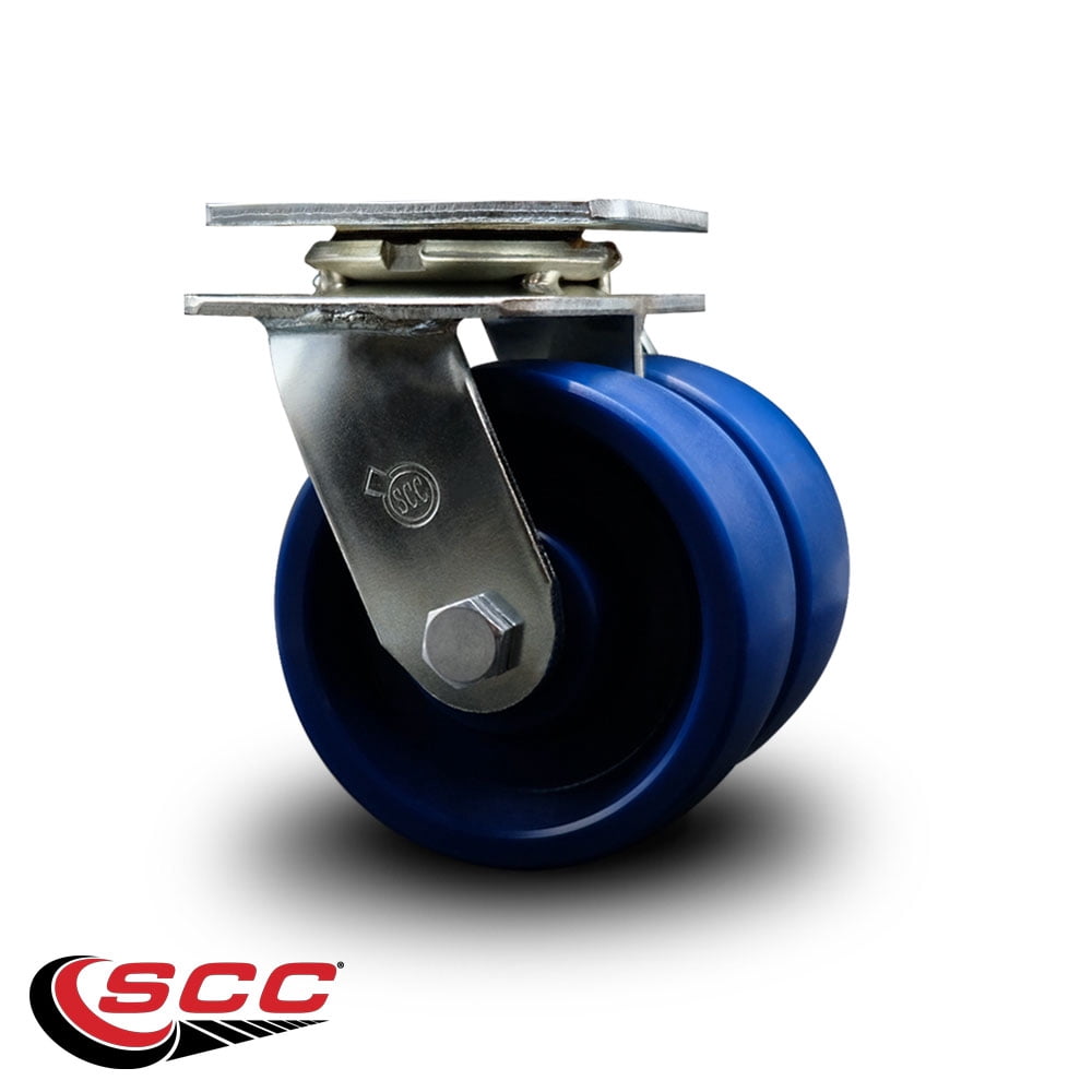 5 Inch Dual Solid Polyurethane Wheels Swivel Caster with Roller Bearing SCC