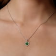 thumbnail image 3 of 925 Sterling Silver and 10K Yellow Gold Green Nano Emerald and White Lab Grown Diamond Pendant Necklace for Women (1.00 Cttw, Heart Shape 8MM Gemstone May Birthstone, with 18 inch Chain), 3 of 3