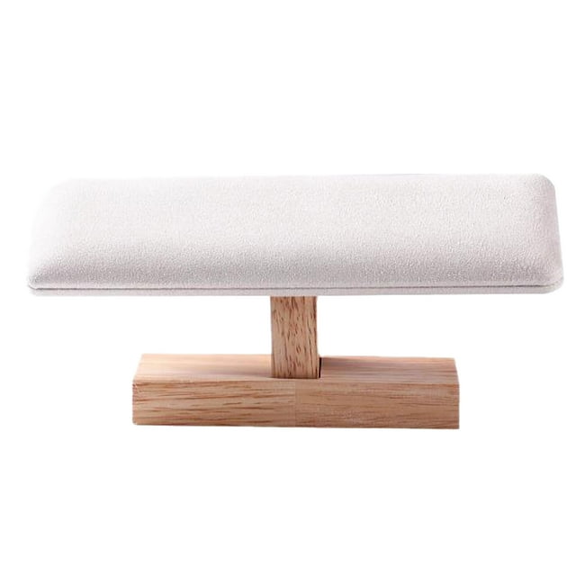 Maoww Display Stand Bracelets Watches Wood Organizer Showcase Rack Holder Large Space Props Decoration Tray Accessories Beige Velvet