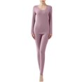 thumbnail image 5 of Sakmal Winter Women's Thermal Underwear Set Plus Size Long Underwear for Cold Weather Purple Womens Base Layer Sizes M-3XL, 5 of 5