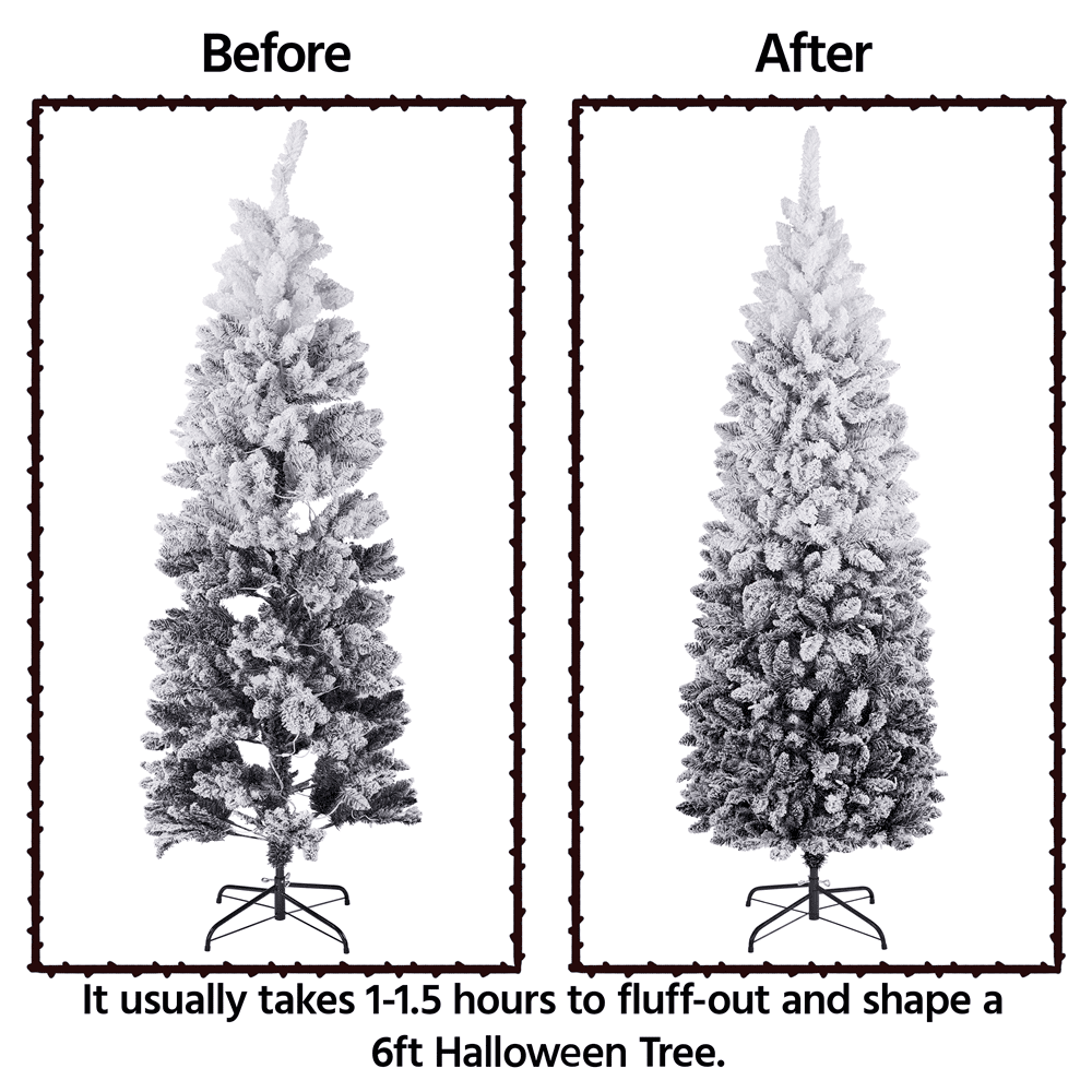 Renwick 6Ft Pre-lit Flocked Artificial Christmas Tree with 250 Incandescent Warm White Lights, Black Gradient