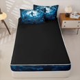 thumbnail image 4 of jejeloiu Underwater Shark Print Zipper Full Size Comforter Sets with Fitted Sheet and 2 Pillowcases,Ocean Fish Pattern Zipper Bedding Set For Boys,Blue Black,Black Reversible,4 Pieces, 4 of 7