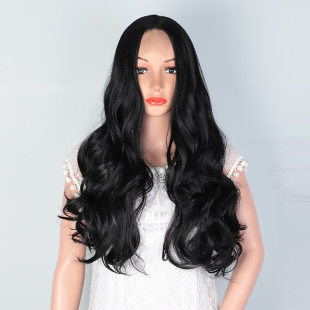 Peluca de estilo europeo y americano Peluca de mujer Peluca de mujer de punto medio Peluca de fibra química Cabello largo y rizado Peluca de ondas grandes Tocado