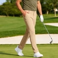 thumbnail image 2 of GrmtClth Mens Golf Pants Business Comfortable Trouser Fashion Straight Leg Breathable Pants with Belt Loops Khaki M, 2 of 4