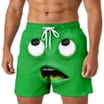 thumbnail image 3 of ibiyuan Men Swim Trunks Funny Cartoon Face Print Quickdry Cargo Pocket Pool Shorts Drawstring Waist Mens Bathing Suit Beach Swimwear, 3 of 5