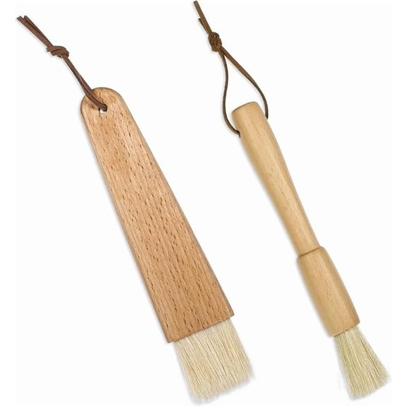 2 Sets Pastry Brush with Wooden Handles Natural Bristles Butter Brush for Cooking Basting Cookings Brushes Beech Oil Basting Brushes Butter Food Brushs for Oil Cooking Bakings Egg Sauce Marinade