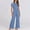 Light Blue, variant on successthop Wide Leg Jumpsuits for Women Beige Ribbed Pants Solid Elastic Empire Waist Oversized Wide Leg Flattering Overalls Long Short Sleeve Rompers One Piece Free Dupe
