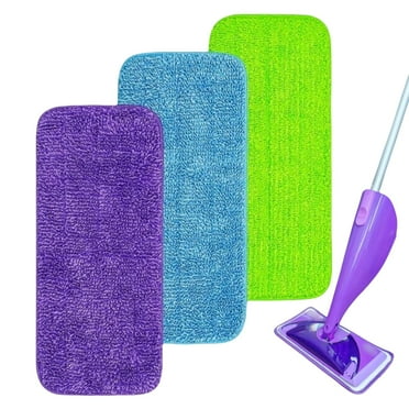 Reusable Mop Pads Compatible with Swiffer Wet Jet Mop - Wet Pads 3 Packs Refills Wet Dry Mopping Cloths Microfiber Mop Pads Replacements for Swiffer Wetjet 12" Mop Wood Floor Cleaning Washable