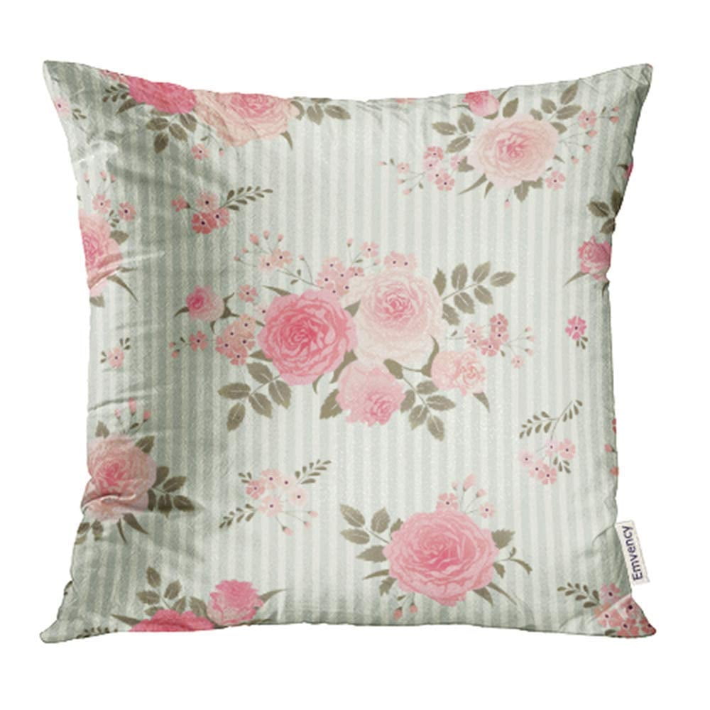 ARHOME Striped Bouquets Roses Vintage Floral Pattern Shabby Chic Style