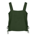 thumbnail image 5 of TEAJOPSUU Camisole Tank Tops for Women Cotton Blend Tops Square Neck Sleeveless Shirts Loose Fit Solid Side Drawstring Blouses Olive Green, 5 of 7
