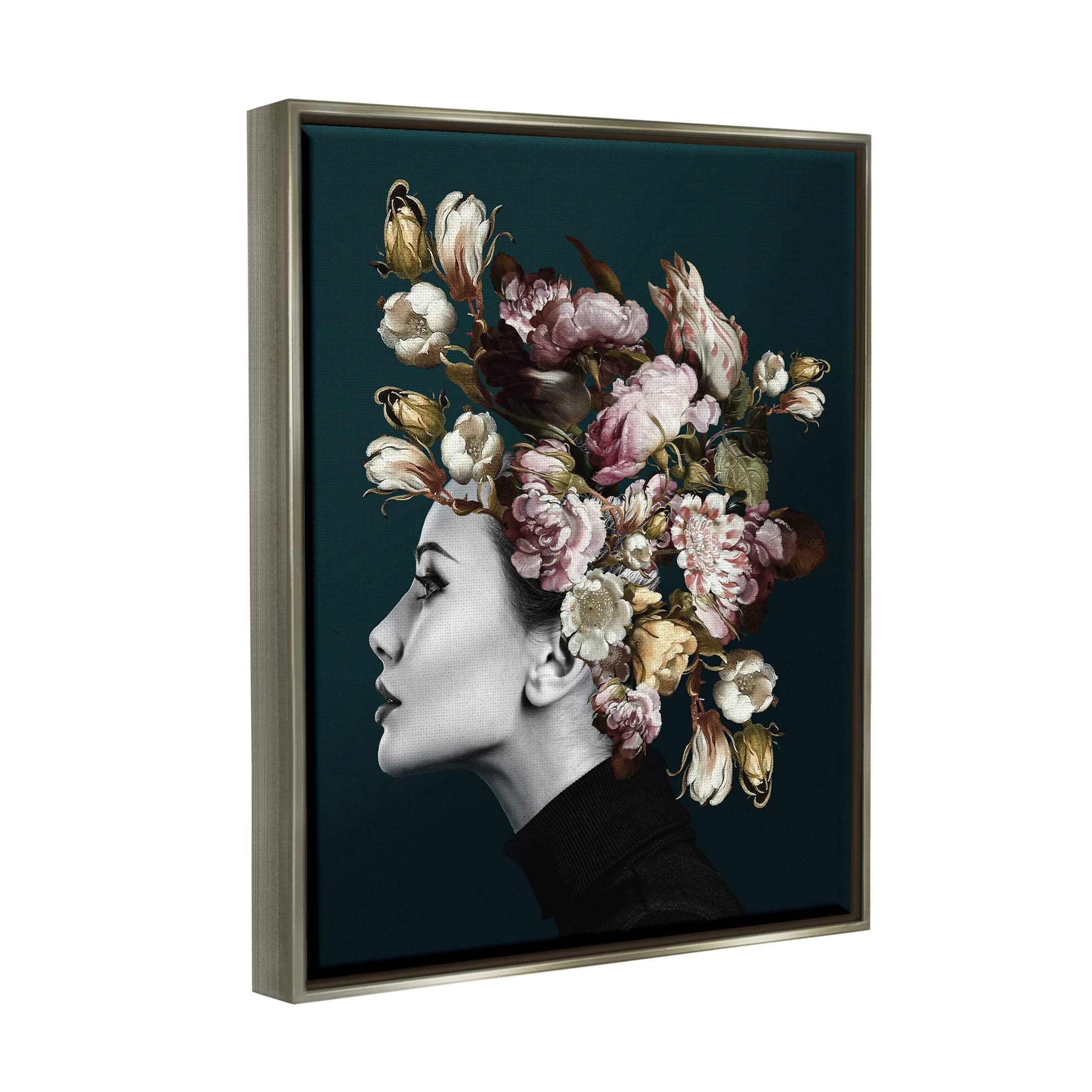 Woman Rose Floral Arrangement Botanical & Floral Graphic Art Luster Gray Framed Art Print Wall Art