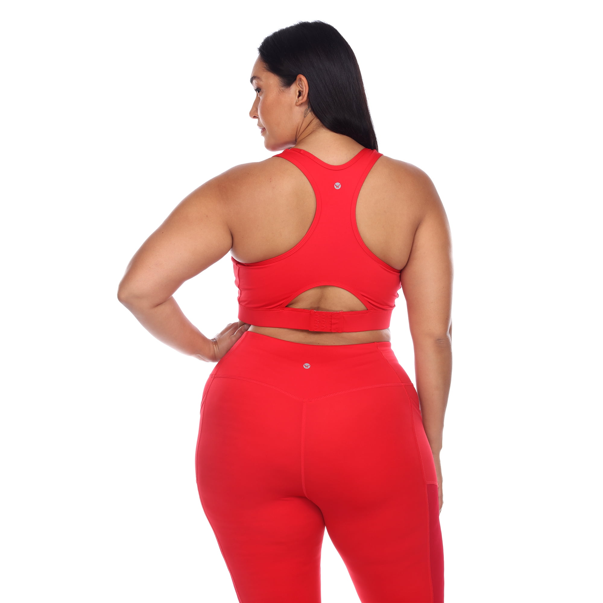 White Mark Women's Plus Size Racer Back Nylon Spandex Sports Bra