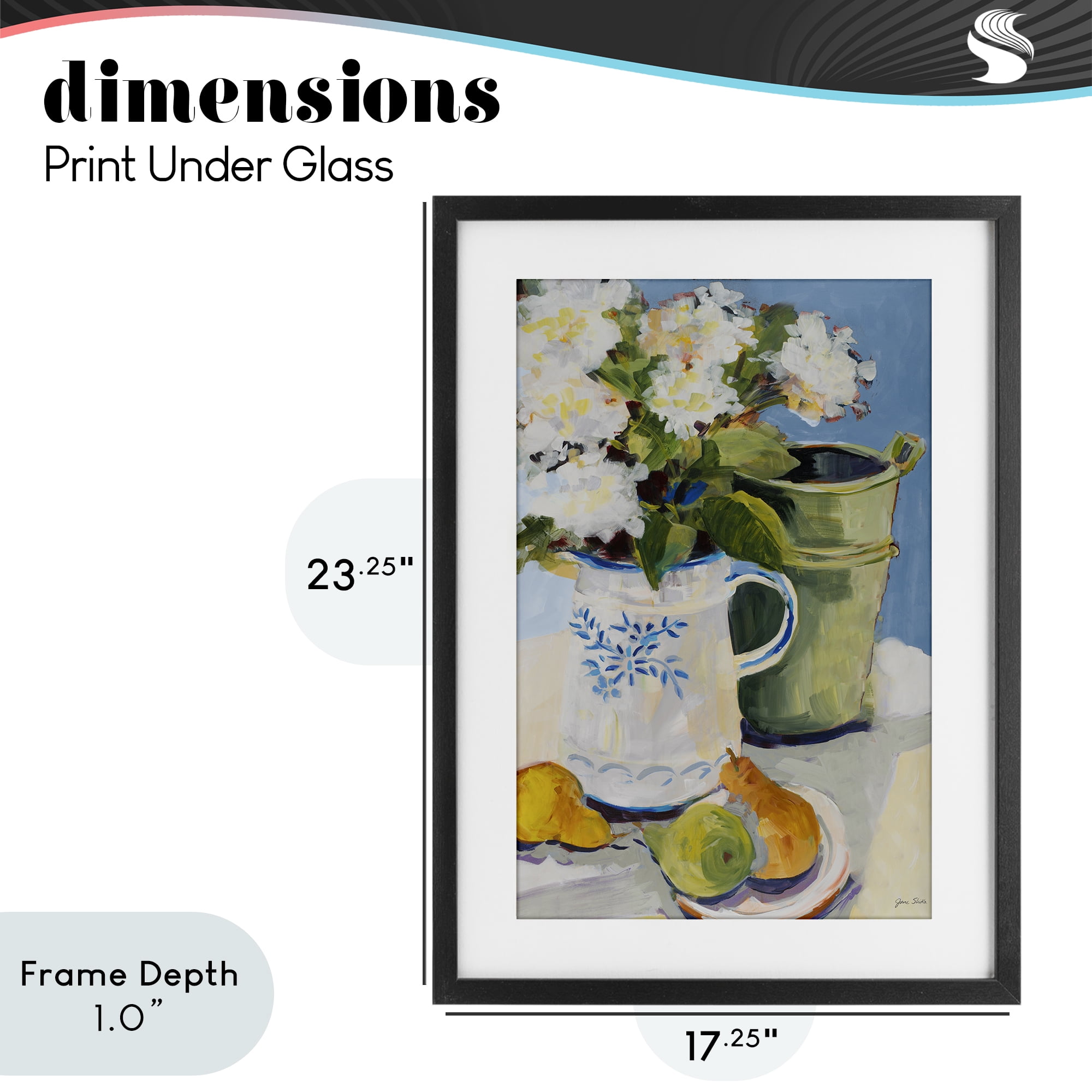 Stupell Industries Pitcher of Flowers Still Life Black Framed Print Under Glass, design by Jane Slivka