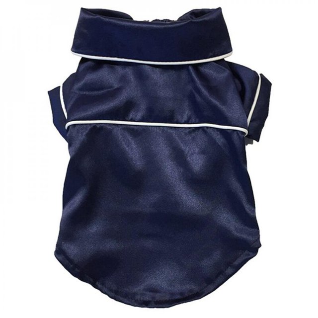 Pyjama de Petit Chien Pyjama en Coton Doux Chat Chiot Vêtements pour Animaux de Compagnie Robe de Chambre Bleu Marine 2XL