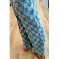 thumbnail image 2 of Women's Dusk Blue Checkered Denim Wide Leg Jeans | [ZhiHiMeRi] | 8, 2 of 12