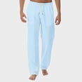 thumbnail image 2 of Wirziis Mens Linen Pants Lightweight Elastic Waist Yoga Pants Casual Loose Fit Beach Trousers, 2 of 4