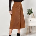 thumbnail image 6 of Women’s Corduroy High Waist A-Line Midi Skirt with Front Button Down Closure and Classic Fit for Daily Wear Khaki XL, 6 of 7