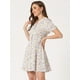 thumbnail image 3 of Vestido camisero floral vintage Allegra K gasa botones manga corta Blanco XS, 3 of 5