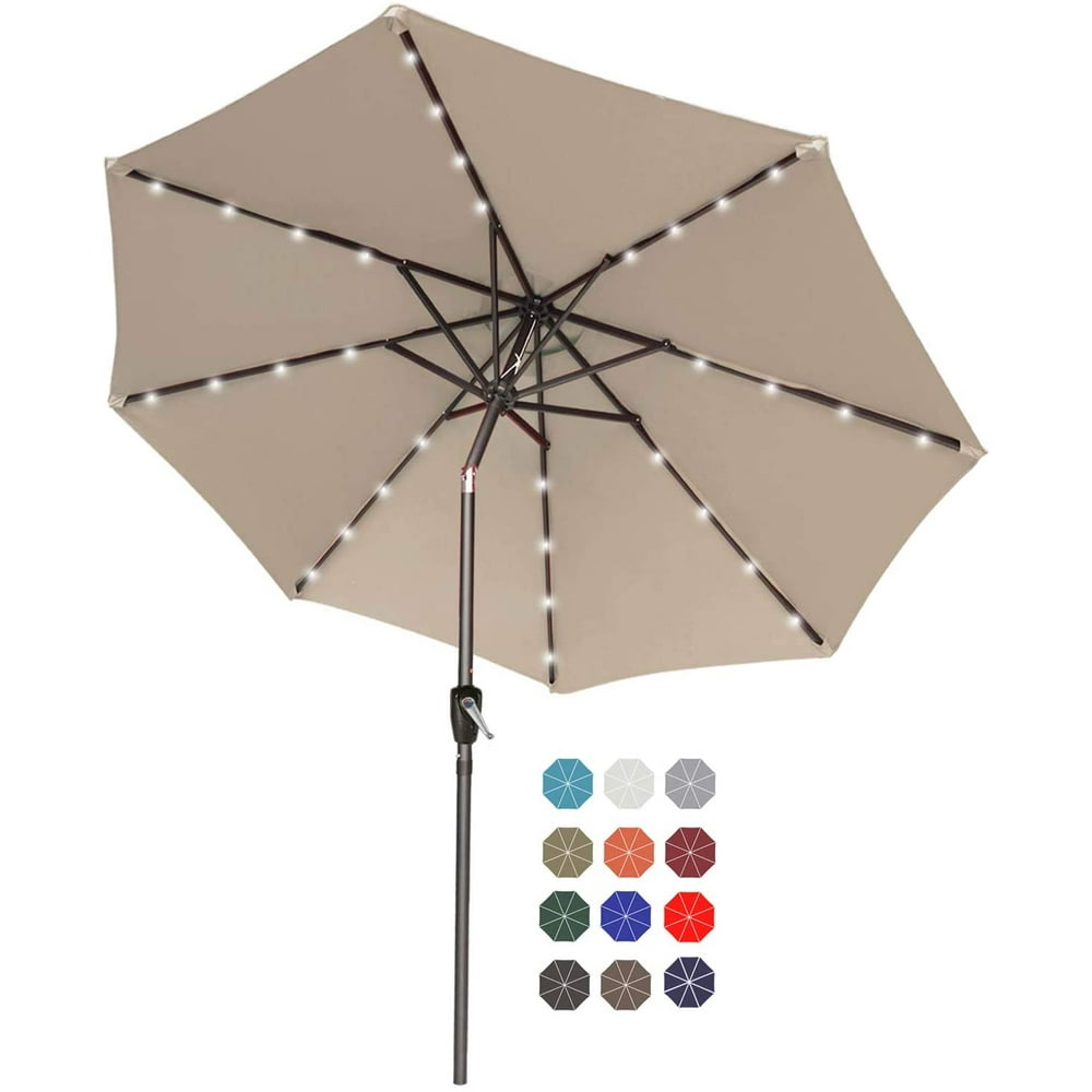 ABCCANOPY 9FT Patio Umbrella Ourdoor Solar Umbrella LED Umbrellas with