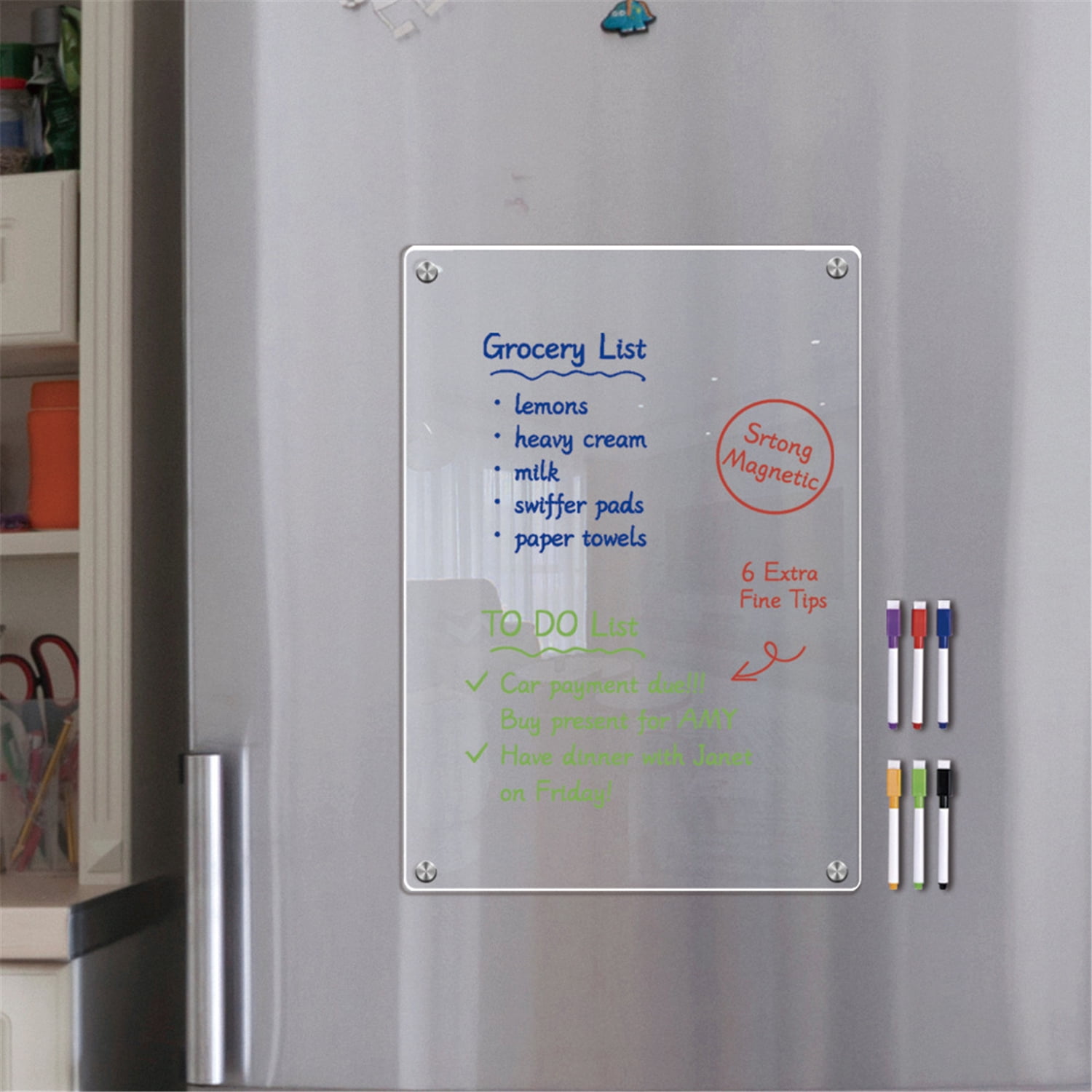 Magnetic Weekly Planner for Fridge,Clear Whiteboard Calendar,Home Organization