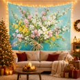 thumbnail image 3 of Flowering Bouquet with Raffia Bow, Playful Watercolor for Flower Lovers, Spring Garden Decor, Mother'S Day Gift, Tapestry Wall Hanging for Bedroom and Living Room, 3 of 7