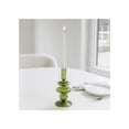 thumbnail image 3 of Decorative Glass Candle Holder for Taper Candles - Modern Candlestick Holder with Disc and Sphere Design for Table Decor - Pair with Gold Centerpieces for Tables and Living Room Display - 7" Green, 3 of 10
