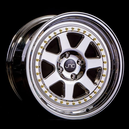For 17x9 inch (1 Single Wheel Only) JNC Wheels - 17" JNC048 PLATINUM with Gold Rivet Rim - 5x114.3 JNC Wheels-21380170822